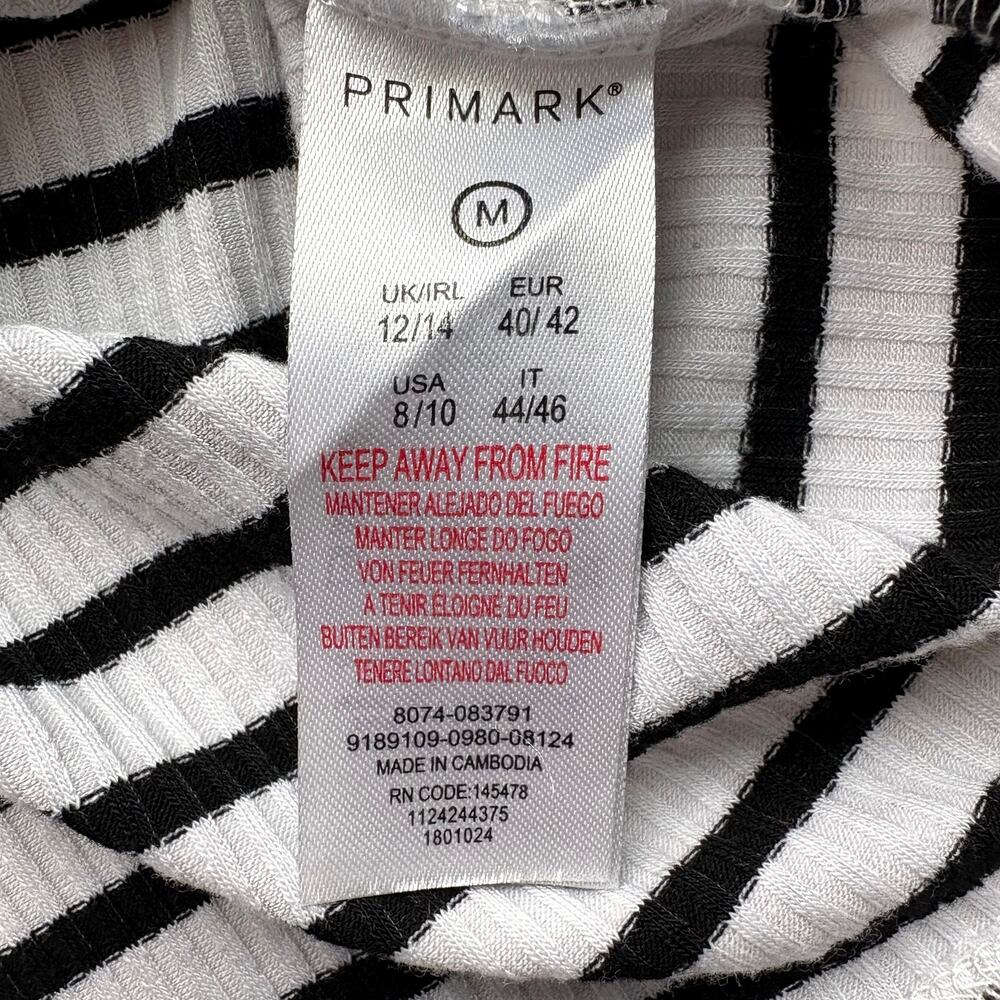 Primark Cropped Tank Top | Size M | Black/White/Red Stripes Y2K Loungewear - Picture 5 of 5